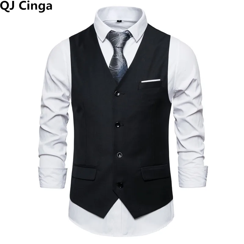 Suit Vest Men&rsquo;s Business Sleeveless Vests Jacket Asian Size S-6XL Wedding Party Waistcoat