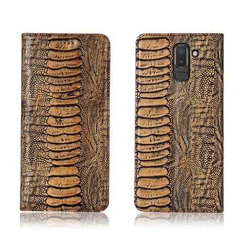 

Genuine real leahther ostrich foot pattern phone bag for Samsung Galaxy J8 2018/Samsung Galaxy J6 2018 flip case card slot capa