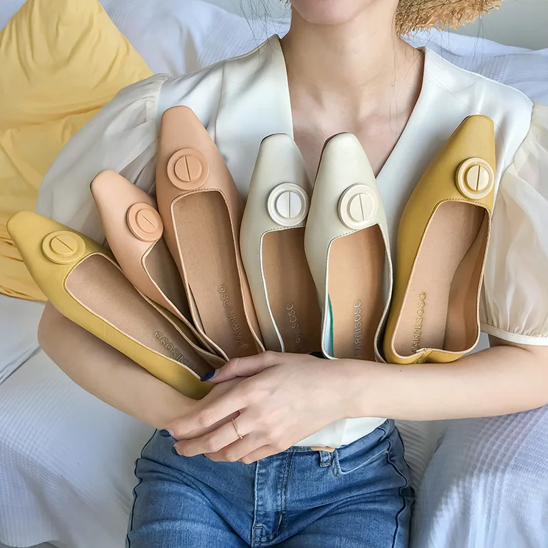 

Shoe Women's Spring And Summer Online Celebrity Elegant Nude Gentle Wisdom Smoked Flat Heel Soft-Sole Soft Leather Fried Comfort