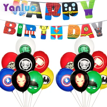 

1 Set Superhero Theme Party Set Latex Balloon Banner Kids Birthday Party Balloon Baby Shower Decoration Superman Balloons Globos