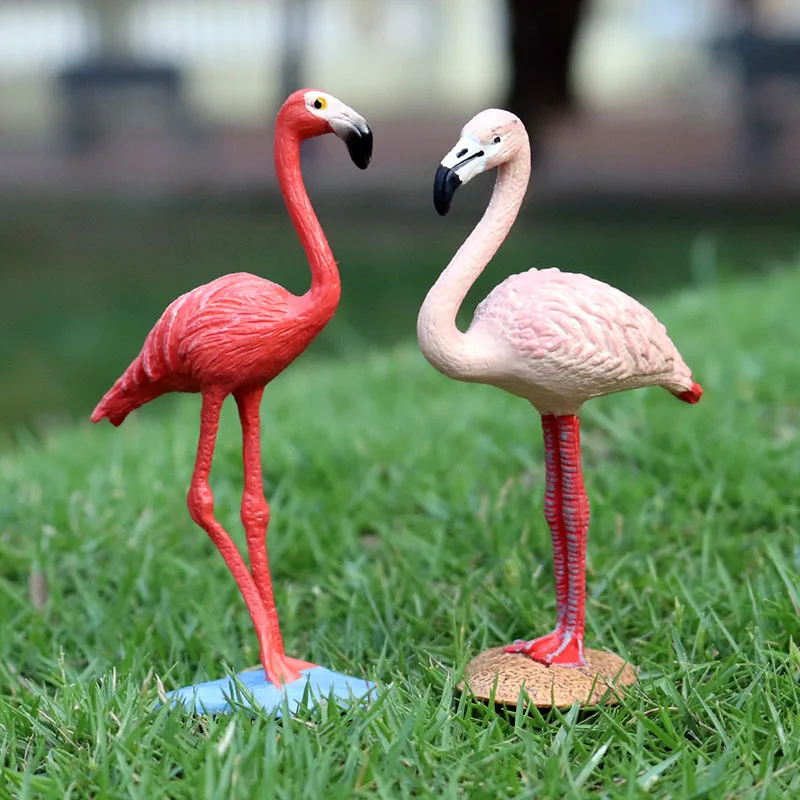 Oenux Simulation Small Size Animals Figurines Miniature Bird Peafowl Dolphin Flamingo Action Figures Toy For Kids Birthday Gift