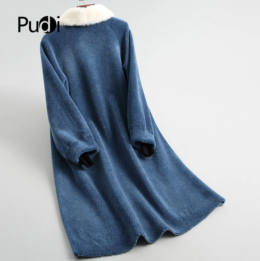 PUDI A18139, Женское зимнее пальто из натуральной шерсти, теплая куртка, натуральный мех норки, пальто для девочек, Женская длинная куртка, пальто