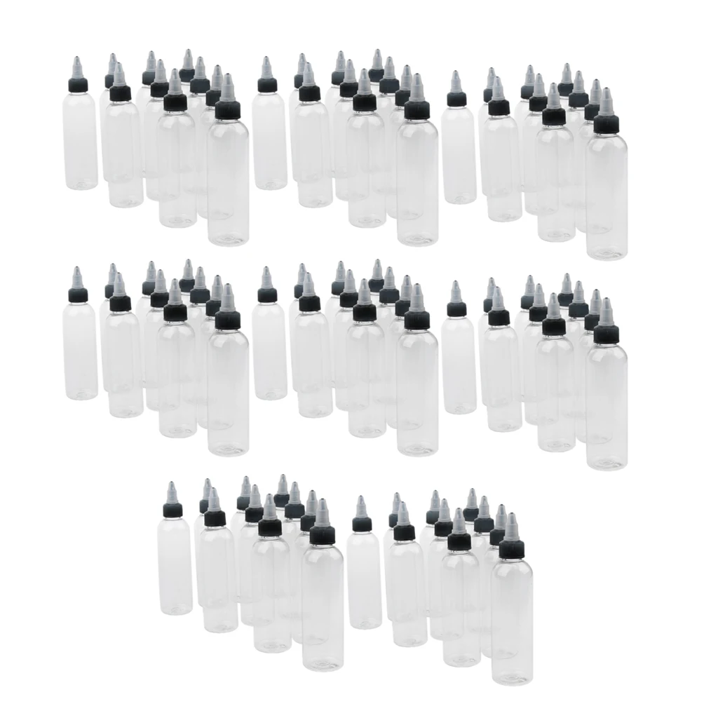 80x 120ML Plastic Squeeze Bottles With Twist Cap Tip Applicator/Glue Bottle