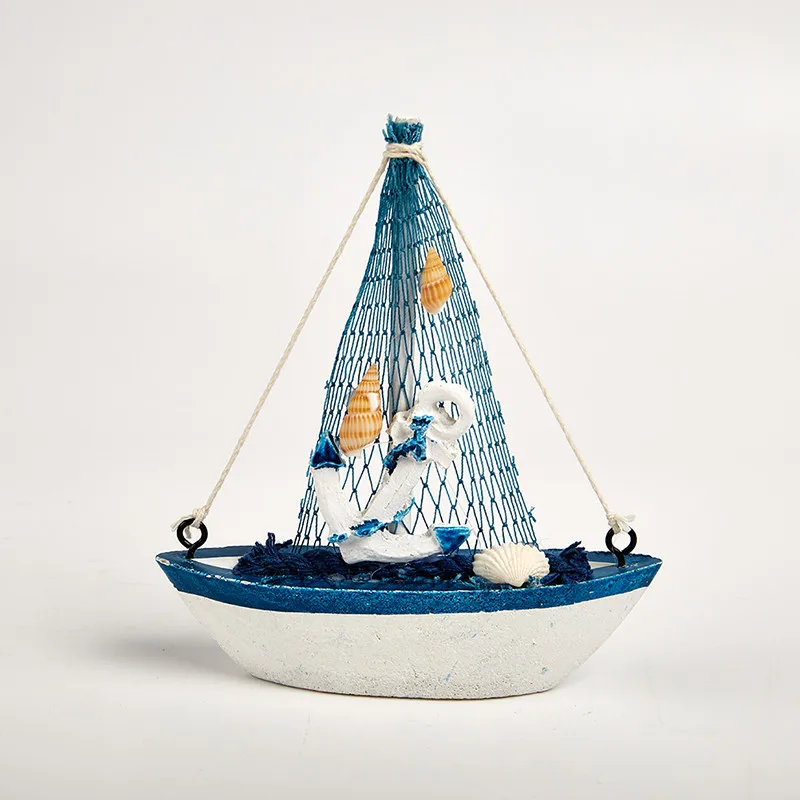 Marine Nautical Creative Sailboat Mode Room Decor Figurines Miniatures Mediterranean Style Ship Small boat ornaments 