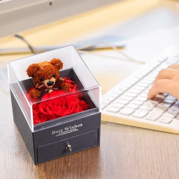 

Real Rose Jewelry Box Home Decor Christmas Ornaments Beauty And The Beast Preserved Flowers Valentine's Day Mother's Day Gift