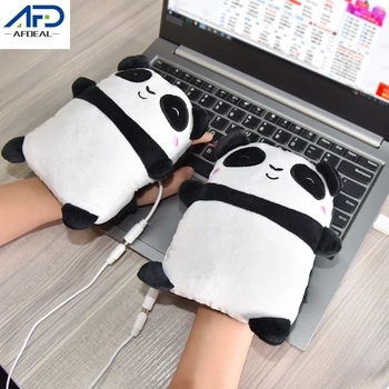 

Soft USB Heated Gloves Cute Panda Warmer Fingerless Electric Heating Gloves for Laptop Home Office Christmas Gift