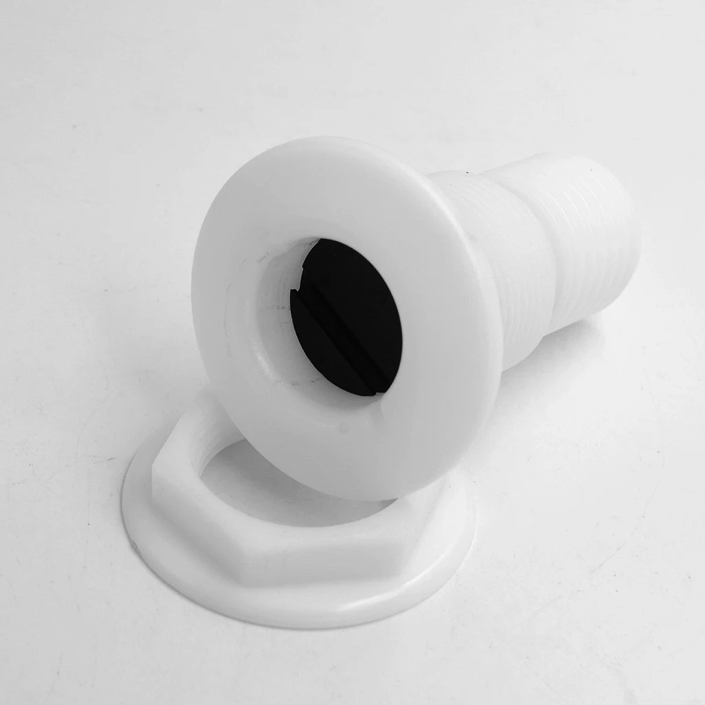 White Plastic Thru-Hull Bilge Pump And Aerator Hose Fitting For 2