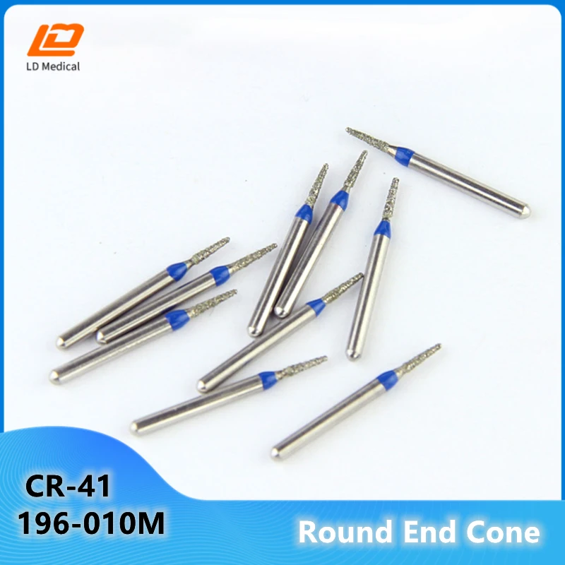 

10pcs/set Dental Dimond Burs Blue Rings CR-41 Medium Dental Burs 196-010M High Speed 1.6mm FG Shank Grinding Tools for Dentistry
