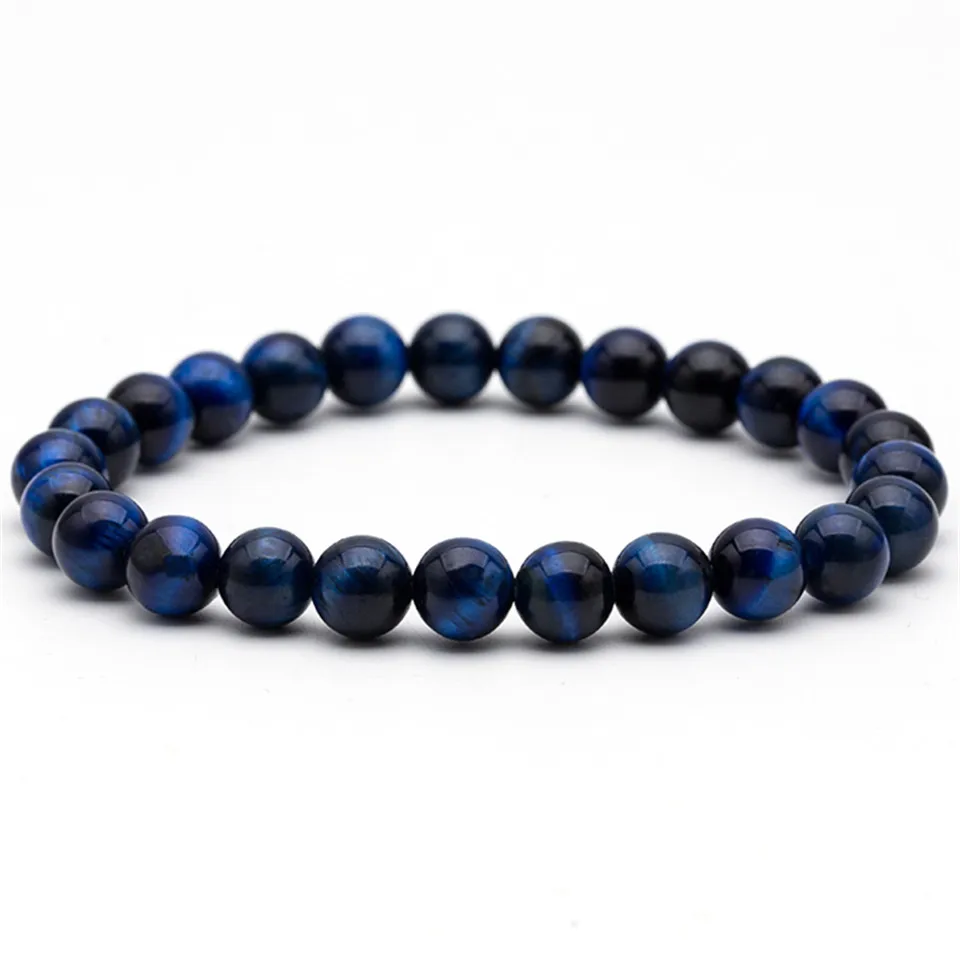 8mm Tiger Eye Nature Stone Lava Stone Buddha Beaded Bracelets Bangles