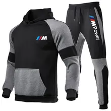 2021 New BMW Men's Sportswear Suit Fashion Trend Hoodie Suit Sweatshirt + Pants 2 Pieces Fitness Jogging Pants Street Wear