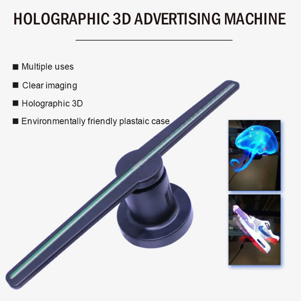 

Holographic 3D Hologram Projector Fan 224 LEDs with 16G TF Advertising Display Business Funny Xmas Party Decorations Lamp