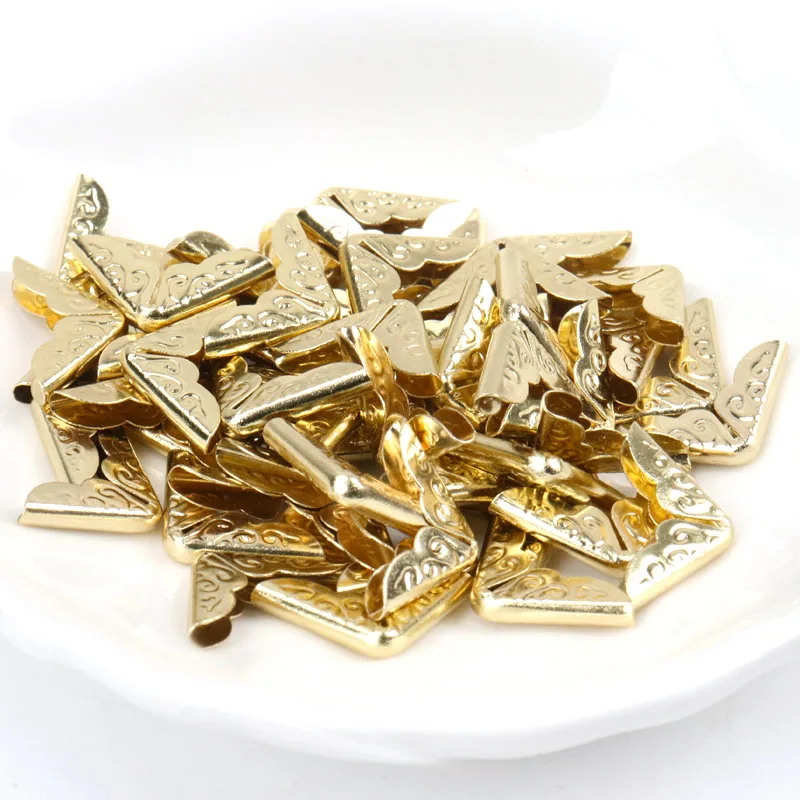 

wholesale 40pcs gold metal Book Scrapbooking Album Menu Folder Corner Protectors Corner For Photo Album DIY 14x14x2mm