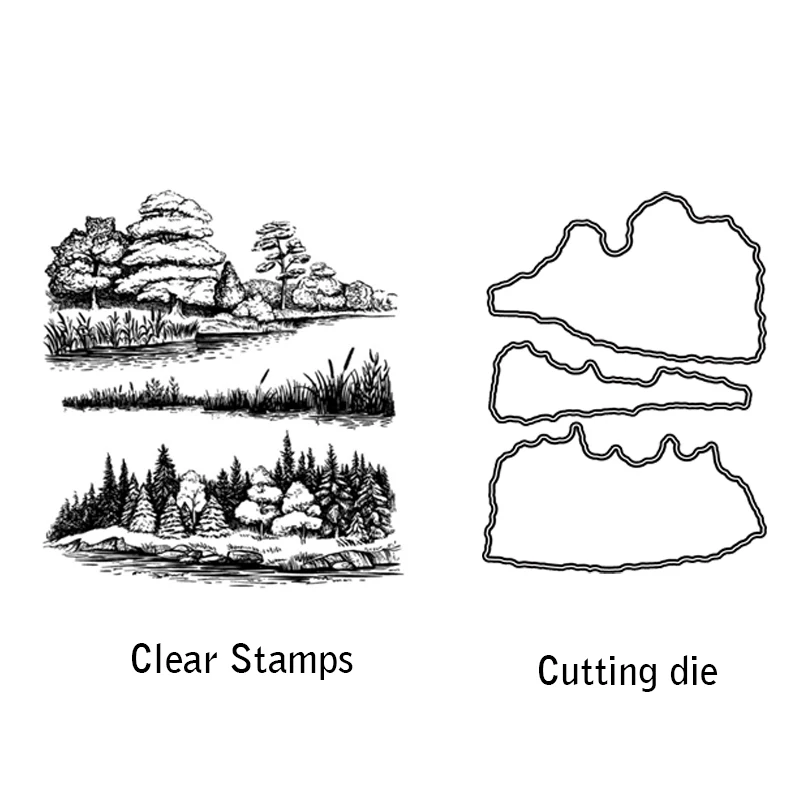 

ZhuoAng beautiful scenery Cutting Dies and Clear Stamp Set for DIY Scrapbooking Photo Album Decoretive Embossing Stencial