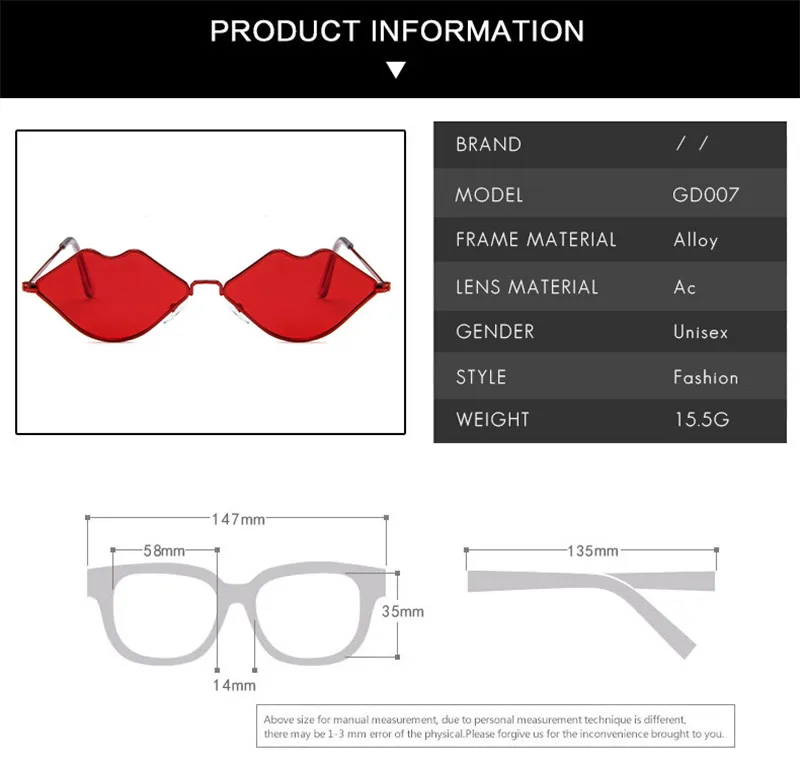 Сексуальная форма губ женские солнцезащитные очки брендовый дизайн маленькая металлическая оправа солнцезащитные очки женские праздничные очки Оттенки UV400