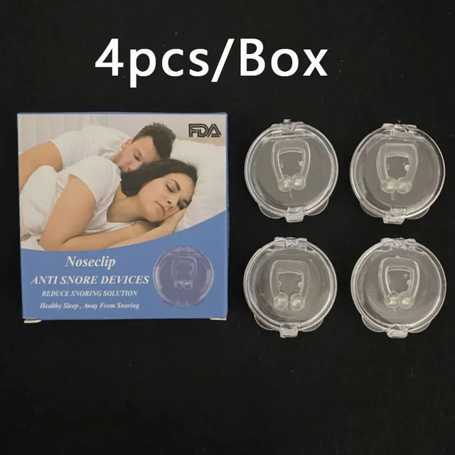 2/4 Pc Magnetic Anti Snoring Device Silicone Anti Snore Stopper Nose Clip Tray Sleeping Aid Apnea Guard Night Device With Case 4pcs per box