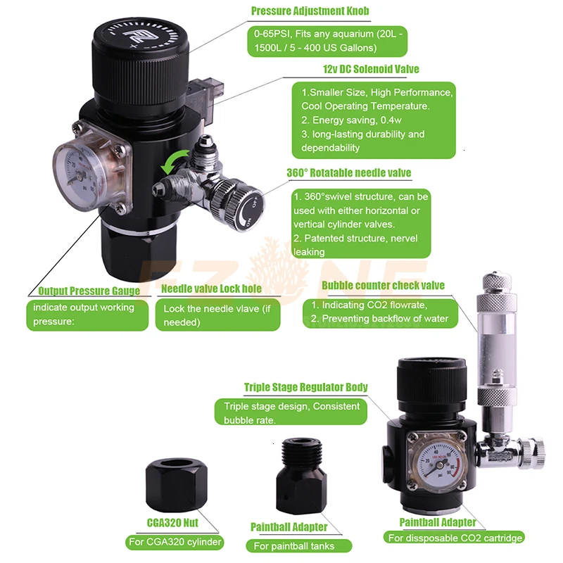 CO2 мини Регулятор DC12V аквариум дисплей с счетчиком пузырей обратный клапан для водяное растение для аквариума Аквариум