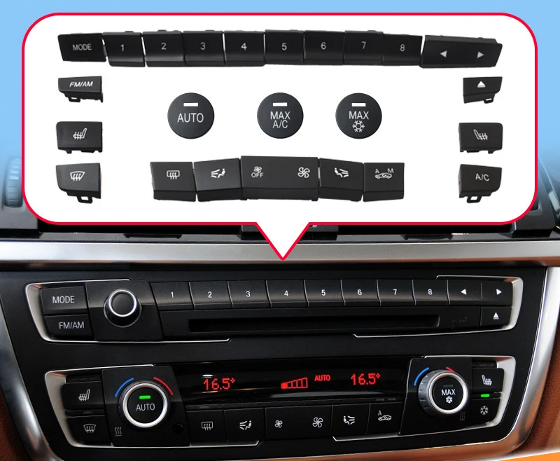 For BMW 3 series F35 318 Air conditioner button Audio CD Digital Seat heating switch Knob cover