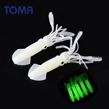 

TOMA 5pcs Glow Luminous Squid Fishing Lure 11cm 8.5g Soft Wobblers Lures pesca Artificial Baits For Sea Fishing Tackle