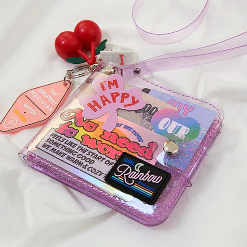 

Transparent Jelly Neck Wallet Laser Halter Girls Coin Purse Ins Korea Letter Card Holder Bag Clutch Women Girl Cute Wallets