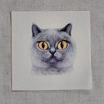 

Hand Dyed Cloth Cute Cat Canvas Printed Fabric For Making Purse Bags DIY Craft Patchwork 8pcs Handmade Materials 12X12cm