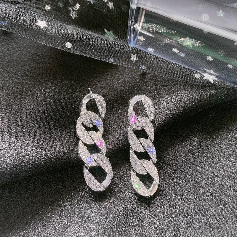 Adolph Crystal Oversize Big Chain Drop Earrings for Women Exaggerated Geometric Sliver Color Long Mixed Earring Jewelry drop earrings dangle earrings