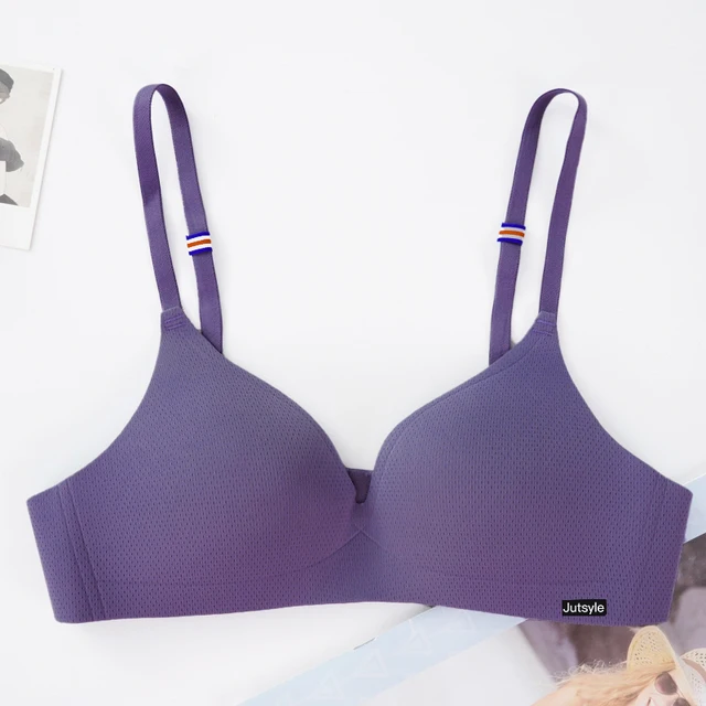 Seamless Bra Wire Free Brassieres Soft Push Up Intimate Women's Underwear Sexy Bralette Striped Shoulder Strap Womens Lingerie Blue bra