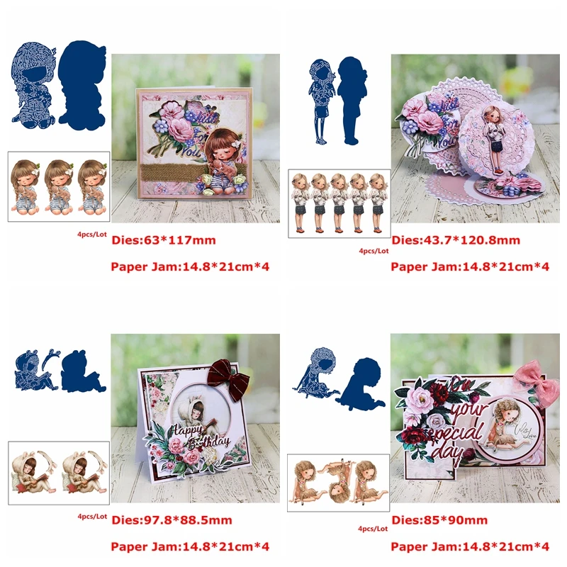 

Metal Cutting Dies With Coordinating Cardstock Sympathetic Girl Holding Reindeer Bunny Critters Collection DIY Scrapbooking 2021