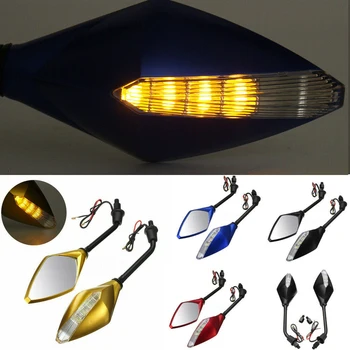 

2pcs/1Pair Motorcycle Rearview Mirrors with LED Turn Signal Light