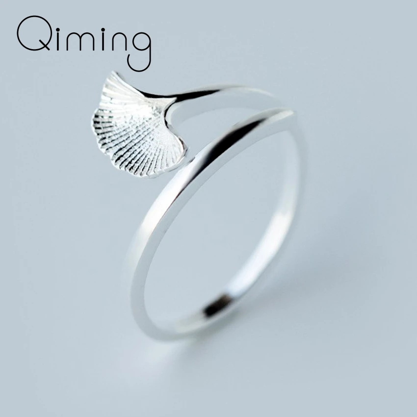 

Handmade Gingko Boho Rings For Women Leaf Open Finger Adjustable Ring Christmas Elegant Silver Jewelry Girls Gift