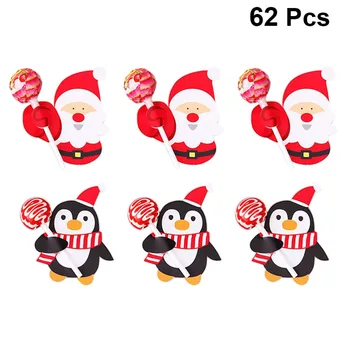 

62pcs Lollipop Paper Cards Funny Creative Cartoon Message Cards Packaging Decoration for Display Christmas Party Wedding