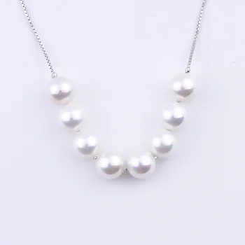

925 Sterling Silver 8pcs White Shell Pearl Necklaces For Women Pearl String Box Pendants Chains Fashion Jewelry