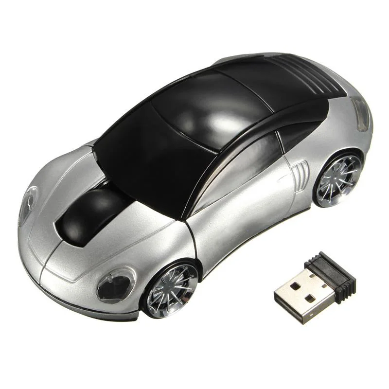 Популярная Usb 2,4g стильная Автомобильная мышь, модель автомобиля, беспроводная мышь для ноутбука, новая оптическая мышь 1800 точек/дюйм, компьютерная мышь в форме автомобиля, беспроводная мышь - Цвет: Серебристый