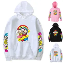 Коллекция года, зимняя теплая толстовка с капюшоном и длинными рукавами, повседневная одежда для маленьких мальчиков и девочек свитер с принтом милые топы