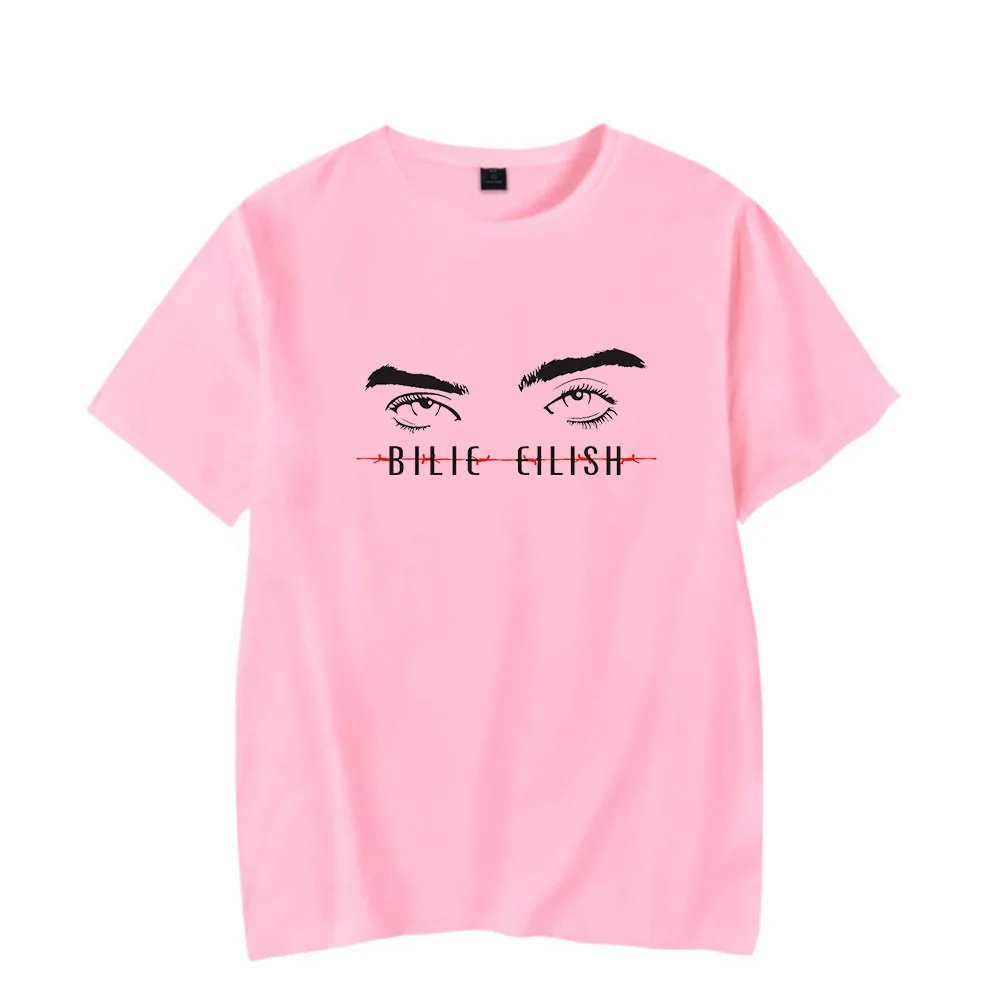 Billie Eilish Pop, Мужская футболка с буквенным принтом, хип-хоп тема, футболка, забавная уличная одежда, искусство, женская футболка, тренд, топы, футболки - Цвет: pink