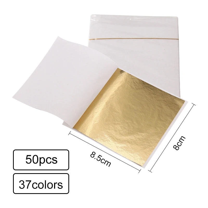 37 Colors Arts Crafts Design Paper Gilding Imitation Gold Sliver Copper Foil Papers DIY Craft Decor Leaf Leaves Sheets 8x8.5cm