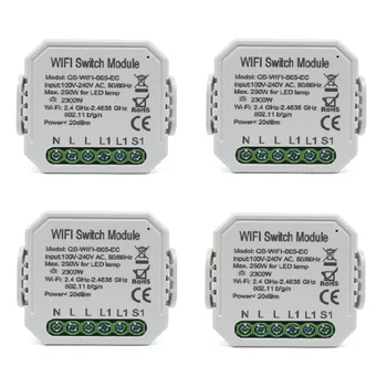 

4Pcs Wifi Smart Switch, Concealed Smart Switch, Power Meter Switch, ligent Switch with Power Meter, Wide Voltage