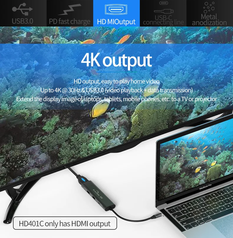 Двойной разветвитель HDMI Type C 3 1 USB для Multi 0 адаптер MacBook Pro концентратор док станция