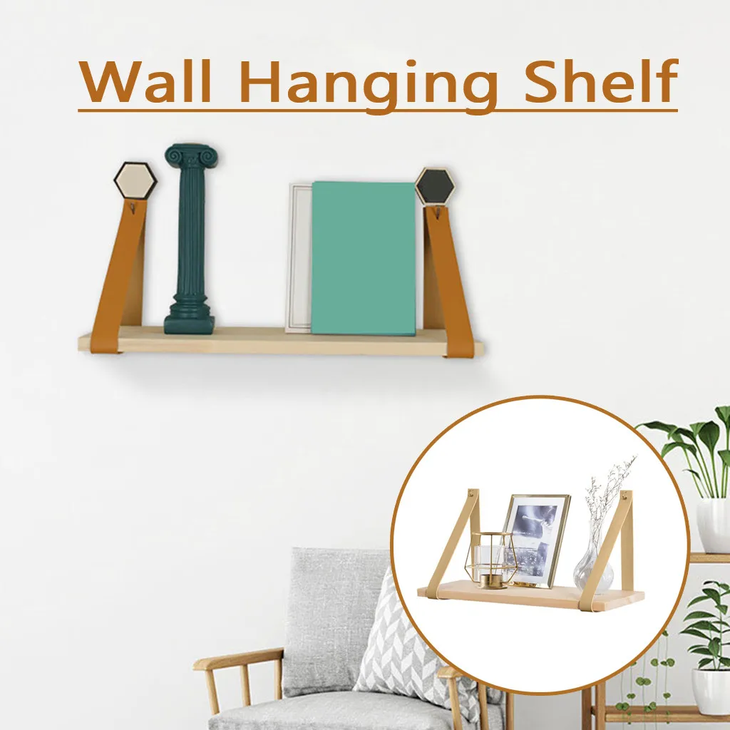 

Decorative Shelves Wood Hanging Shelf Wall Mounted Floating Shelves Plant Flower Pot Wall Shelf for Bedroom Livingroom Decor#Y20