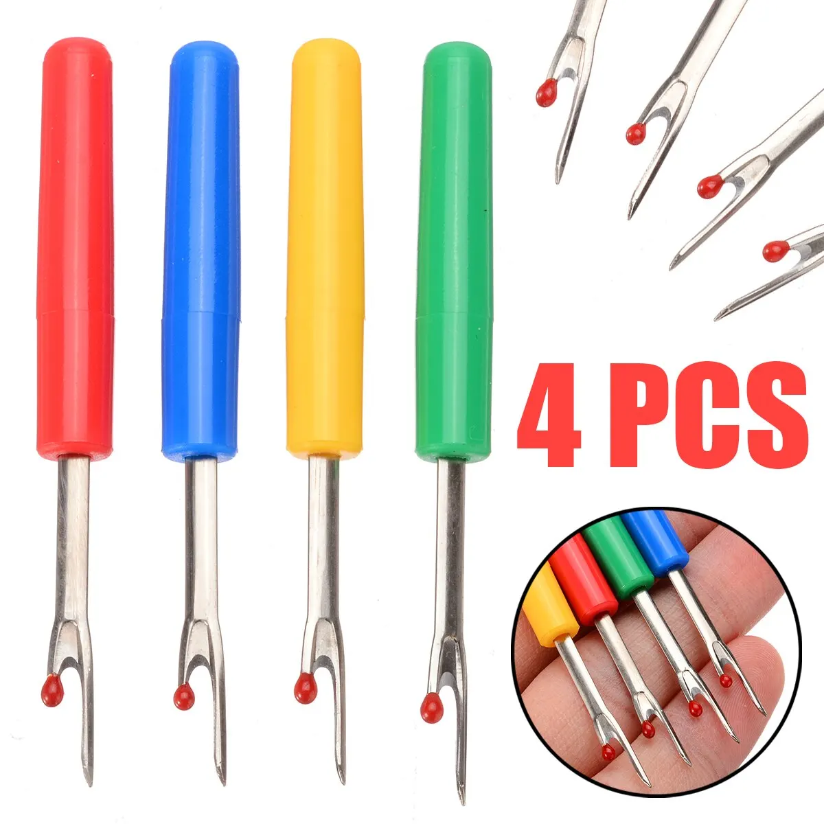 Mayitr 4pcs Small Plastic Handle Thread Cutter Seam Ripper Stitch Unpicker Sewing Tool Sewing Accessories Thread Picker Tool