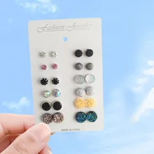 Bộ 12 Đôi Tất Bộ Du Lịch Bông Tai Đinh Tính Khí Hàn Quốc Hợp Thời Trang Bông Tai Hứa Vòng Ren Bông Tai Vòng Tròn Trang Sức Mặt Dây Chuyền(China)