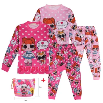 

2020 New girl doll Lol home service pajamas set cartoon girl baby autumn clothes autumn pants suit