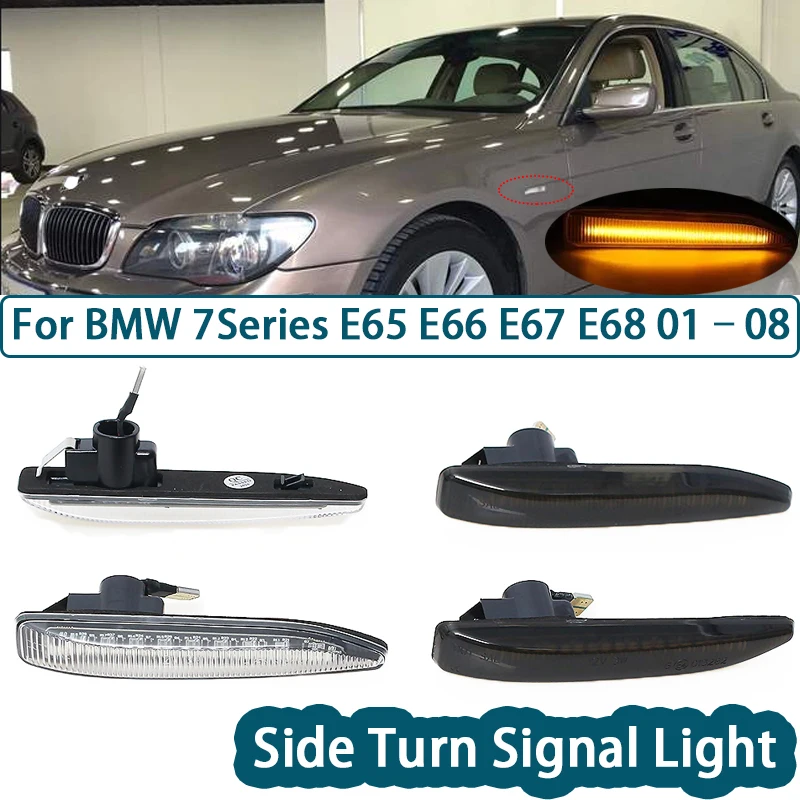 

2 Pieces Car LED Side Marker Indicator Light Turn Signal Panel Lamp Repeater Blinker For BMW 7Series E65 E66 E67 E68 2001-2008