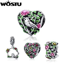 WOSTU Лидер продаж настоящее 925 пробы Серебряная птица в лесу Шарм fit бусины браслет модные оригинальные DIY ювелирные изделия подарок