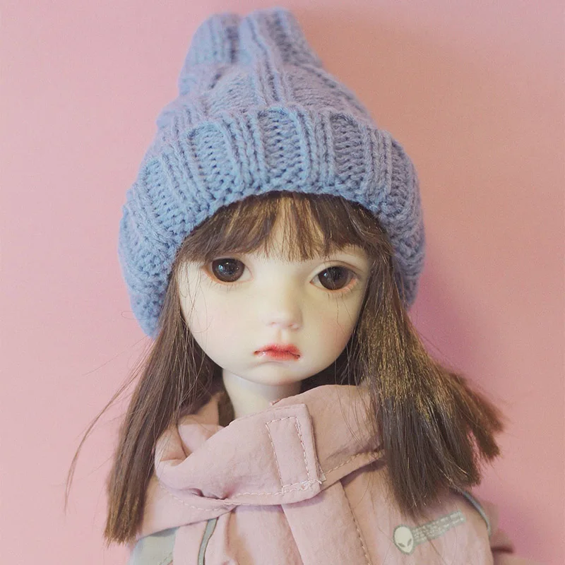 Allaosify BJD 4 точки кукла Вязаная Шерстяная Шапка кукла головной убор Джокер аксессуары - Цвет: Черный