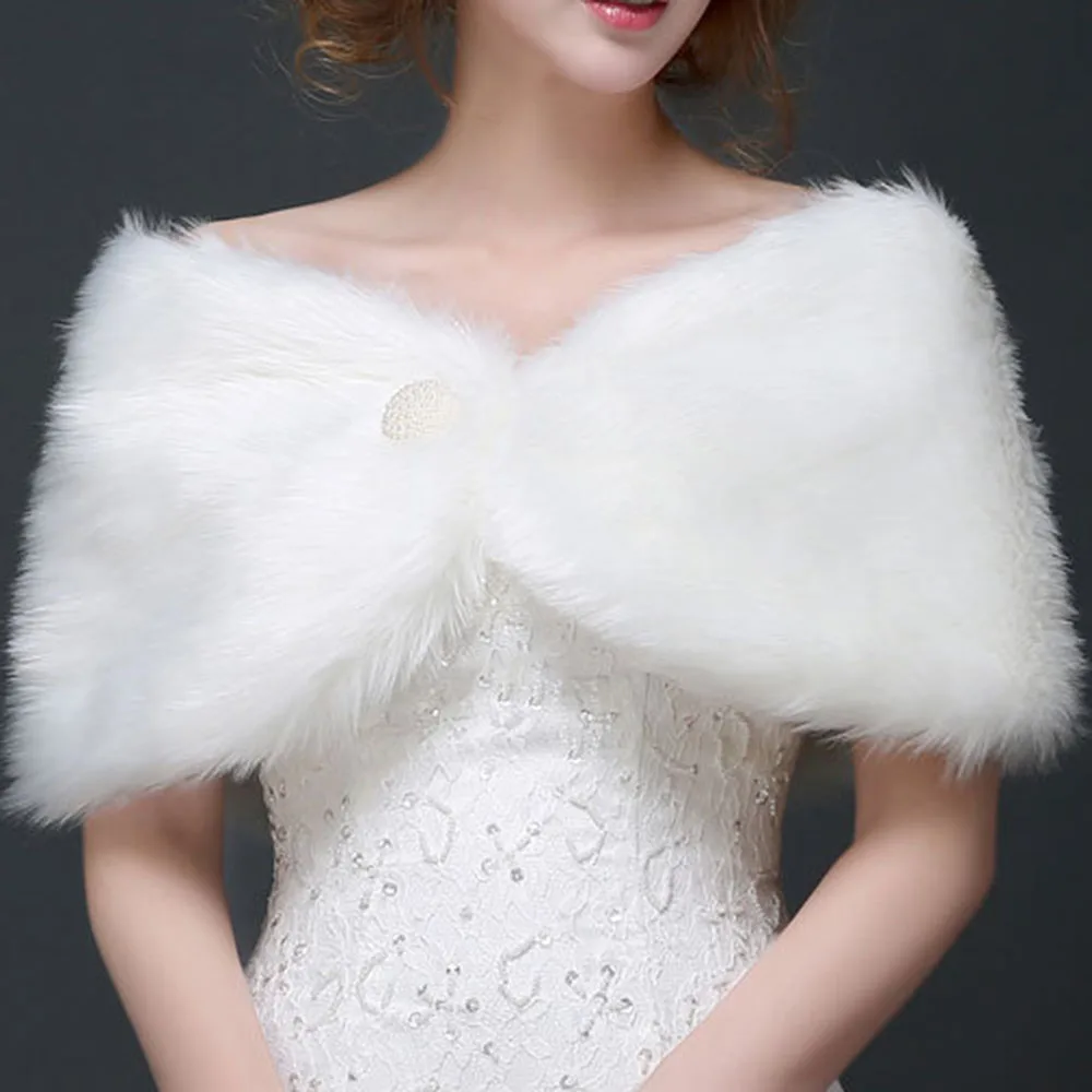 

Fur Bride Wraps For Wedding Dress 2020 Autumn Shawl Wedding Cheongsam Coat A Button Bridesmaid Dress Cloak Keep Warm In Winter