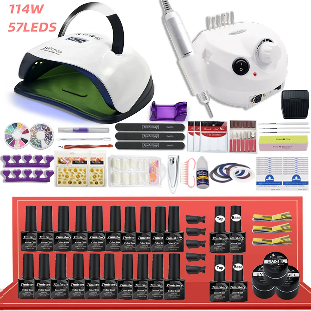 

Nail Lamp Gift Set With 20Colors Nail Gel Polish Set Manicure Set Acrylic Nail Kit With High Quality 20/12W Nail Drill Machine