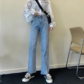 

High Waist Boyfriend Jeans For Women 2020 Korean New Vintage Women's Blue Wide Leg Denim Pants Female Elegant Pantalon Femme New