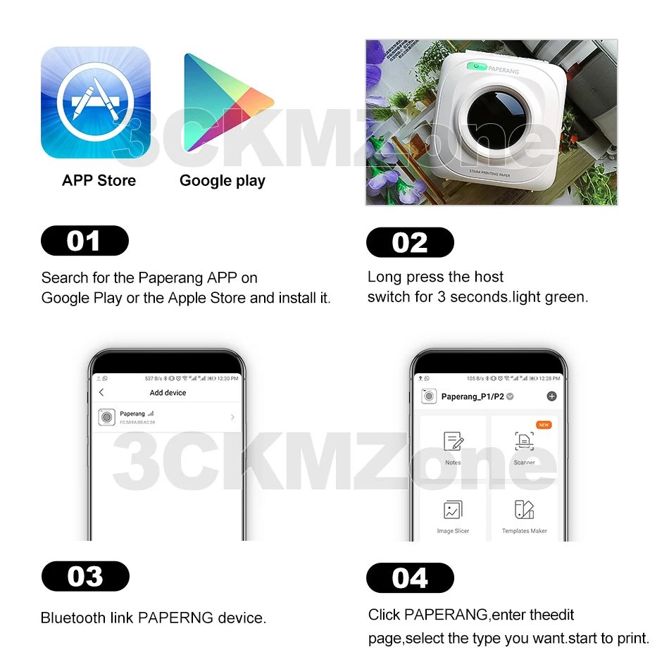 Карманный безчернильный принтер PAPERANG P1 Mini Bluetooth 4,0 термальный фото телефон карманный принтер для Android iOS Телефон GZM5807