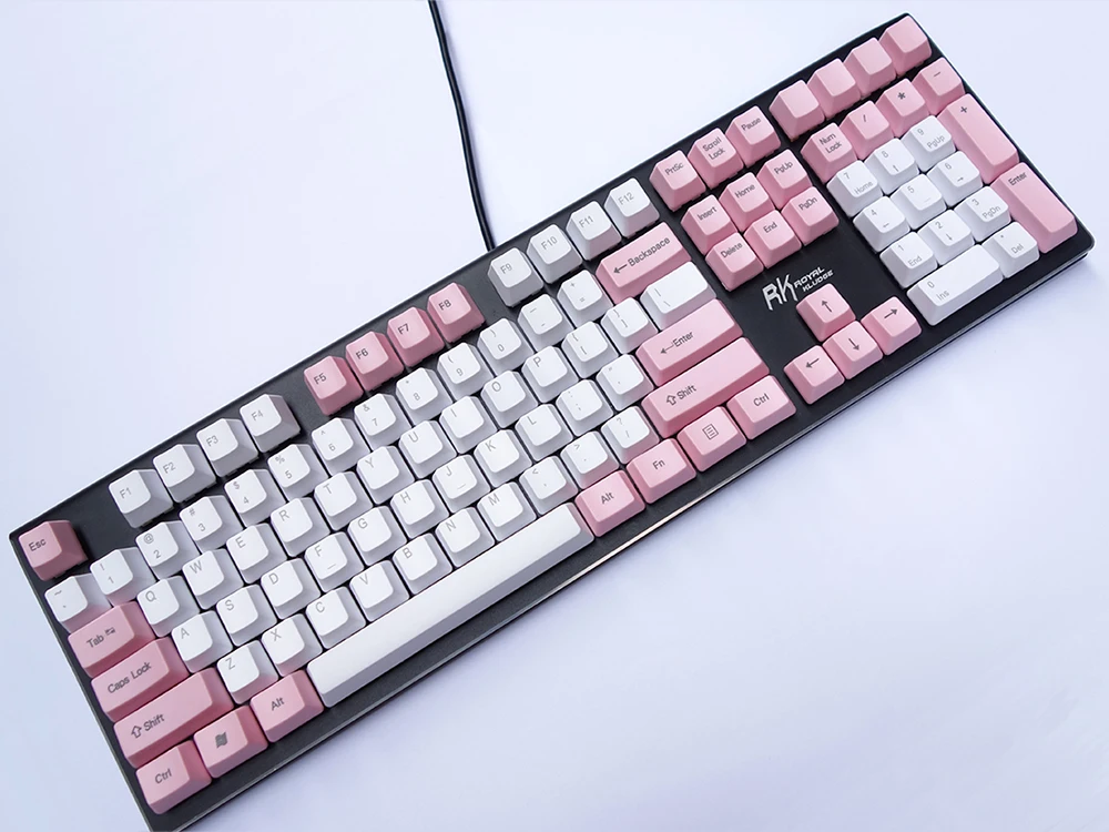 NPKC OEM PBT Keycaps розово-белый смешанный ANSI вариант раскладки 61 Ключ 87 клавиш 108 клавиш для Cherry MX переключатели механической клавиатуры