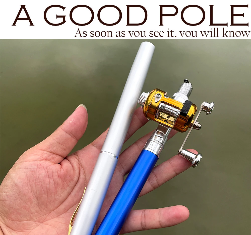 Mini caña de pescar portátil para exteriores, bolígrafo de bolsillo  telescópico, Mini carrete de pesca, accesorios de pesca - AliExpress